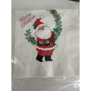Hallmark Santa Claus Vintage Paper Cocktail Christmas Napkins Holiday